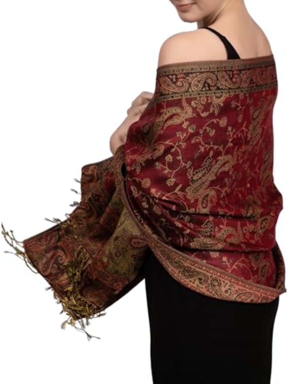 Reversible Paisley Pashmina Wrap Rave Scarf Viscose Acrylic